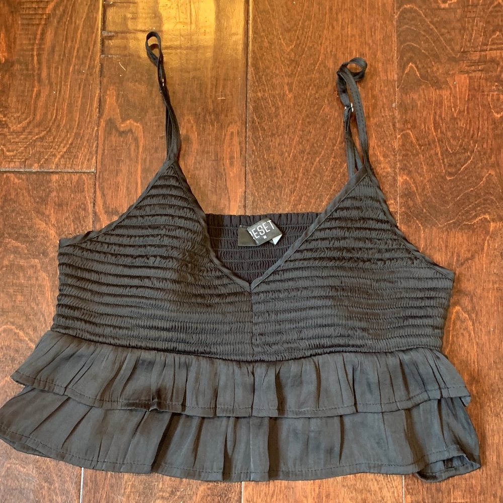 Reset Black Ruffled V-Neck Top